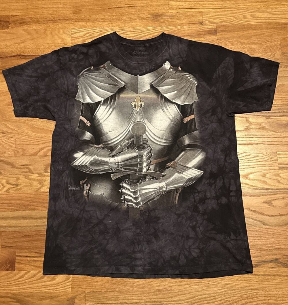The Mountain Suit Of Armour Black Tie Dye Men’s Tshirt Size XL Dragon Slay